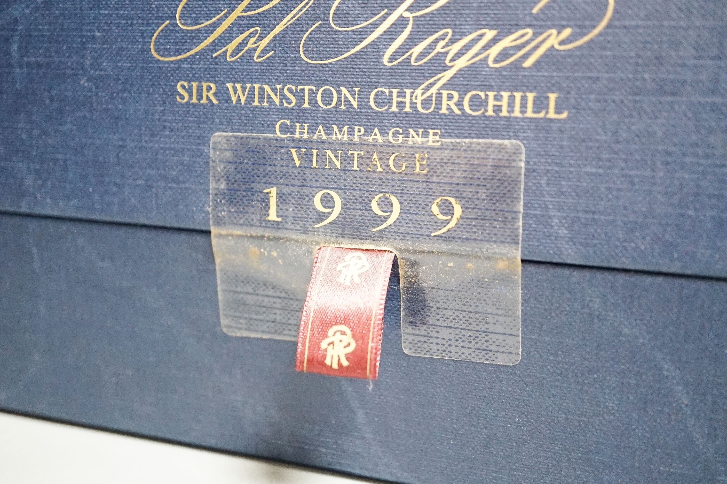 A cased bottle of Pol Roger Sir Winston Churchill champagne 1999